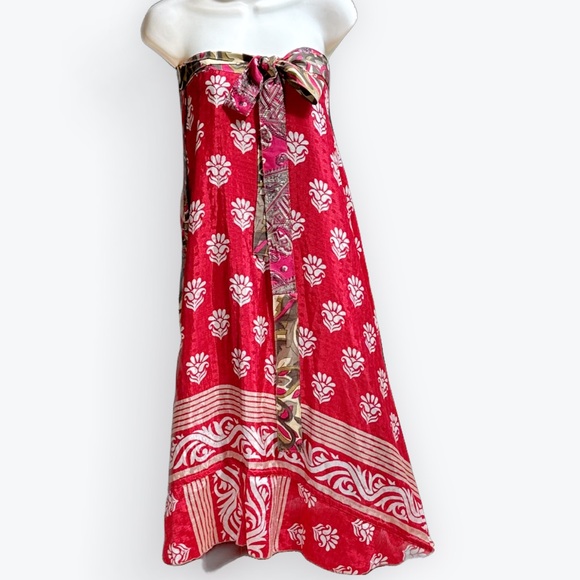 Reversible & Convertible Wrap Skirt Flowy Dress Packable Garden Girl ~ One Size - Picture 6 of 13